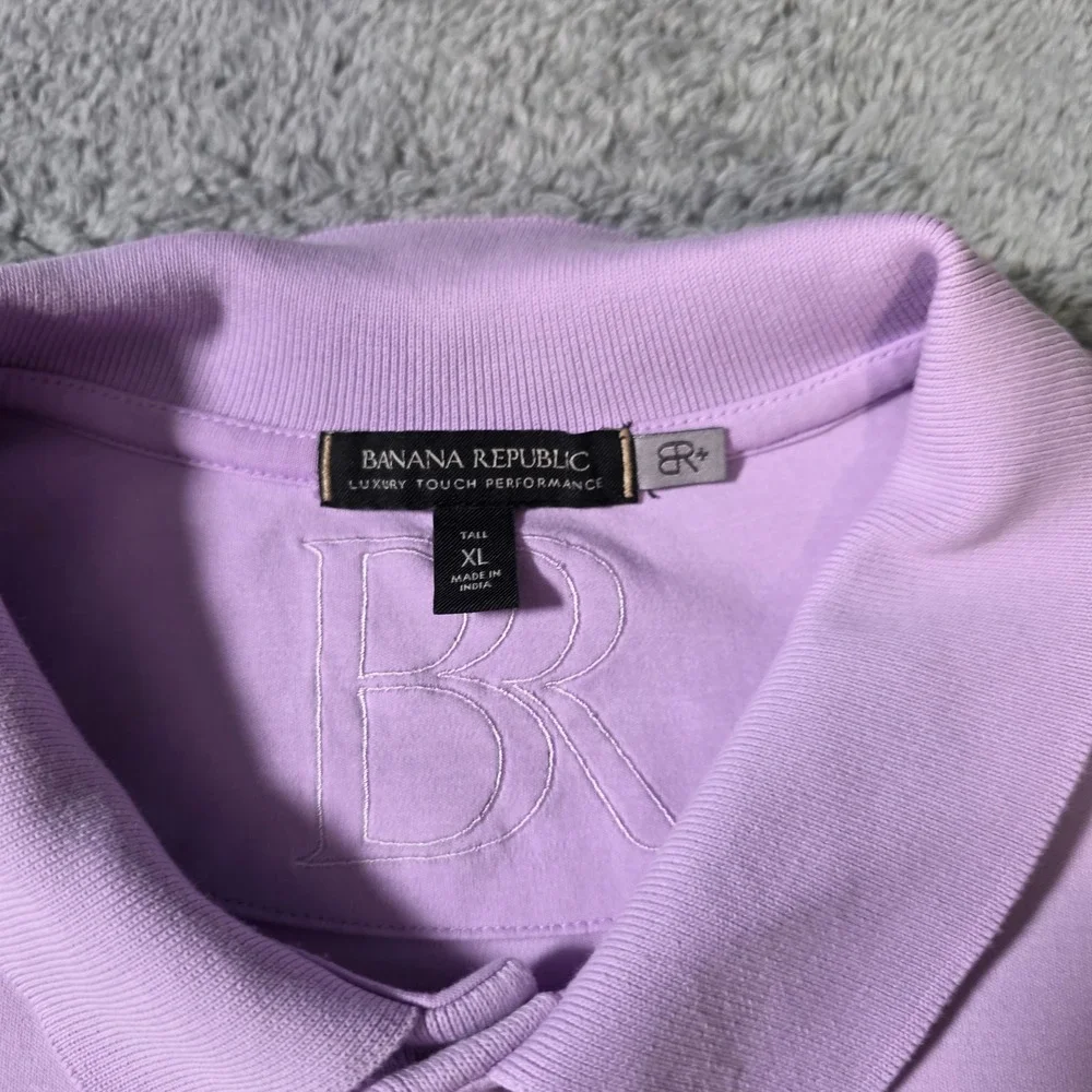 Banana Republic Mens XL Tall Polo Shirt Purple Luxury‎ Touch Performance Cotton